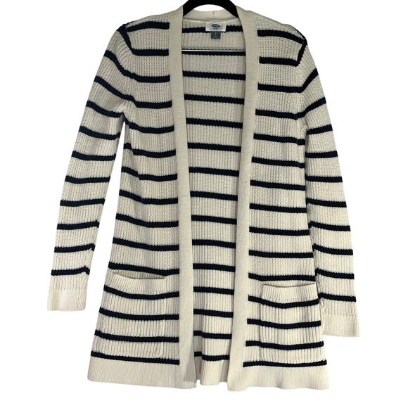 Old Navy Navy Blue & White Striped Close Knit Open Cardigan Reg Size S - Picture 1 of 6